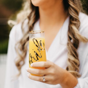 Personalized Bridesmaid Gift Pink Glasses Mint Glasses Gold Rim Glasses Bridesmaid Champagne Flutes Personalized Wine Glasses EB3210 image 6