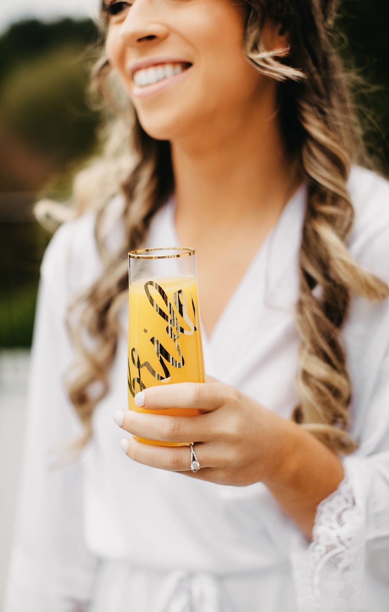 Personalized Bridesmaid Gift Pink Glasses Mint Glasses Gold Rim Glasses Bridesmaid Champagne Flutes Personalized Wine Glasses EB3210 image 6