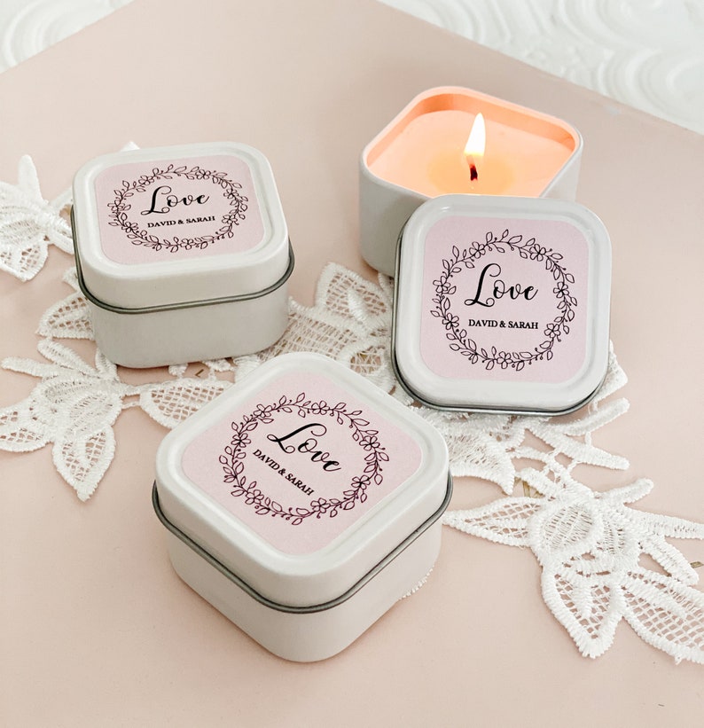 Bridal Shower Favors Personalized Candles Wedding Favors Bridal Shower Candle Favors EB2077GDN 12 pcs image 1