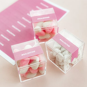 Valentine&#39;s Day Favor Boxes Galentine Favors Valentine Party Favors Personalized Clear Candy Box Favor 12| (EB3102CLA) set of 12 boxes