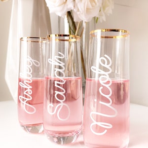 Valentines Day Decor Glasses Personalized Glasses Stemless Flutes with Names Custom Flutes Galentines Day Gifts for Friends EB3210RD image 8