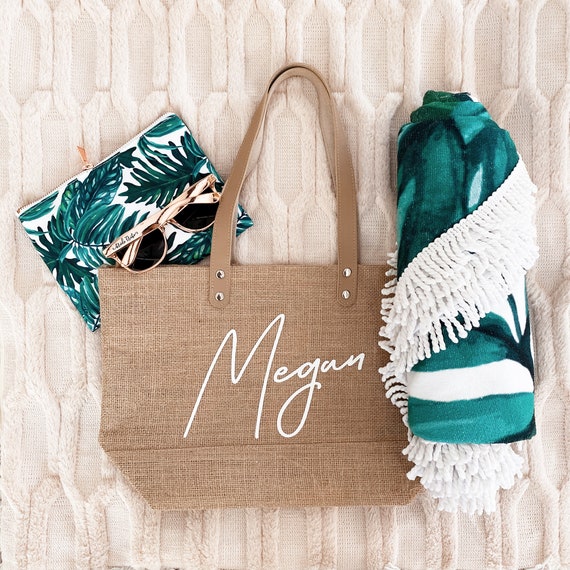 Monogrammed Kala Straw Basket Bag