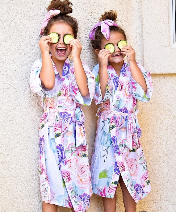 Flower Girl Robes Floral Girls Robe Floral Flower Print Little Girls