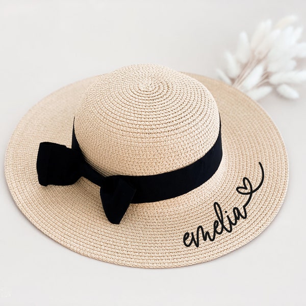 Girls Beach Hat Kids Floppy Beach Hat Child Sun Hat Personalized Girls Hat with Name Custom Gift for Little Girls Birthday Gift  (EB3334P)