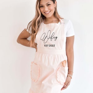 Wifey Apron Kitchen Bridal Shower Gift Personalized Wifey Apron Cute Bridal Engagement Gift Ideas 2022 Gift for Bride EB3353EST image 2
