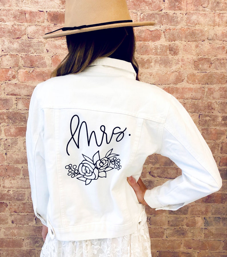 Mrs Jacket Bride Jacket White Jean Jacket Wedding Jacket MRS Etsy