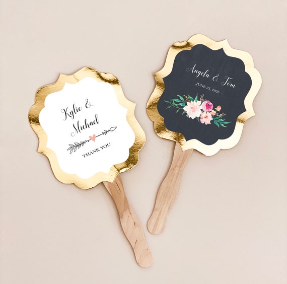 Wedding Fans Personalized Hand Fans Wedding Fan Favors Rustic Wedding  Favors Paddle Fans Ceremony Fans Floral Wedding (EB3204GDN) 24, pcs by Mod  Party