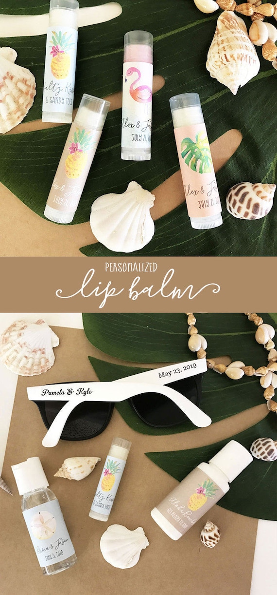 Beach Wedding Favors Tropical Bridal Shower Favors Tropical Bachelorette Party Favors Personalized Lip Balm Tubes Eb3031tpb Set Of 16