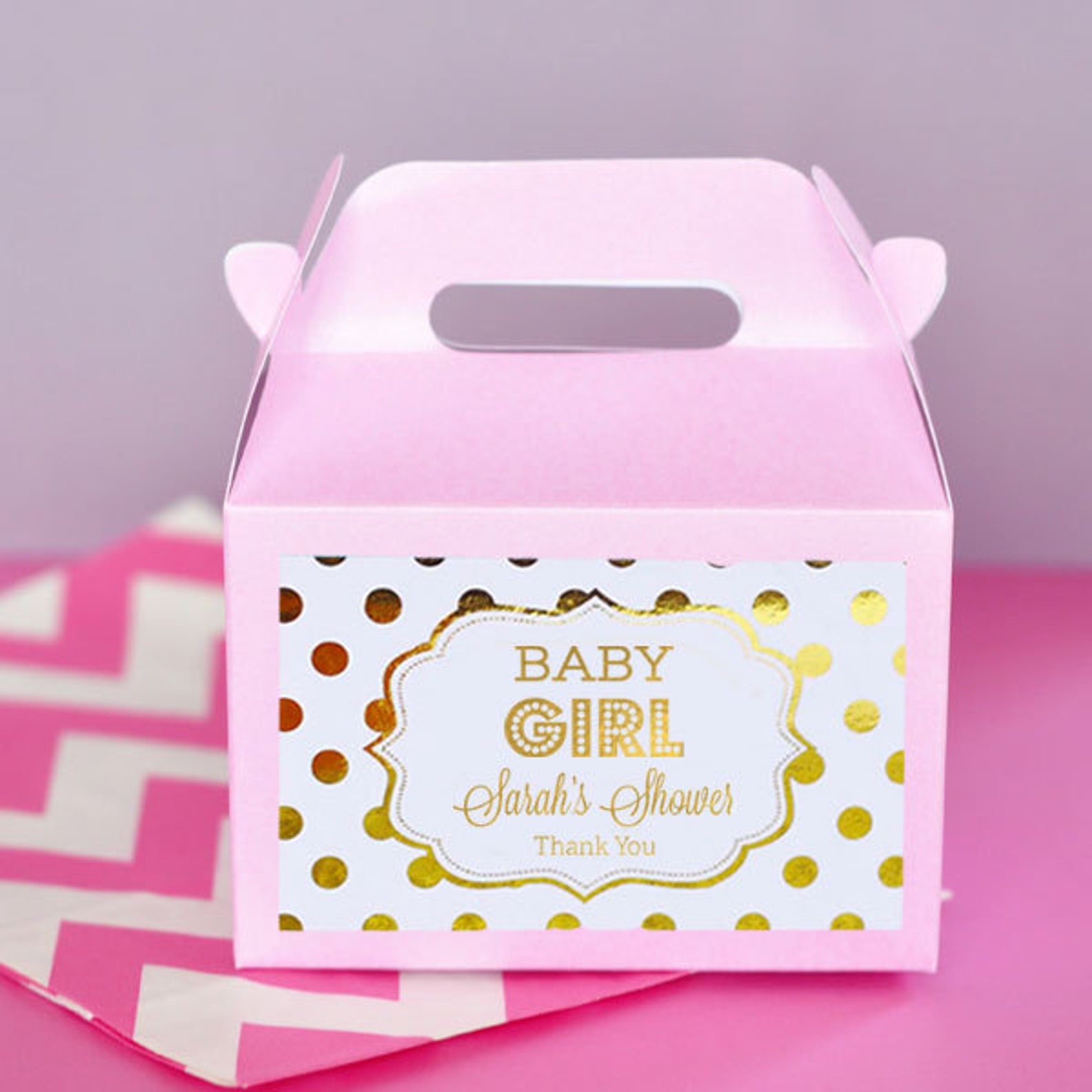 Pink and Gold Baby Shower Favor Boxes Girl Baby Shower Party Etsy