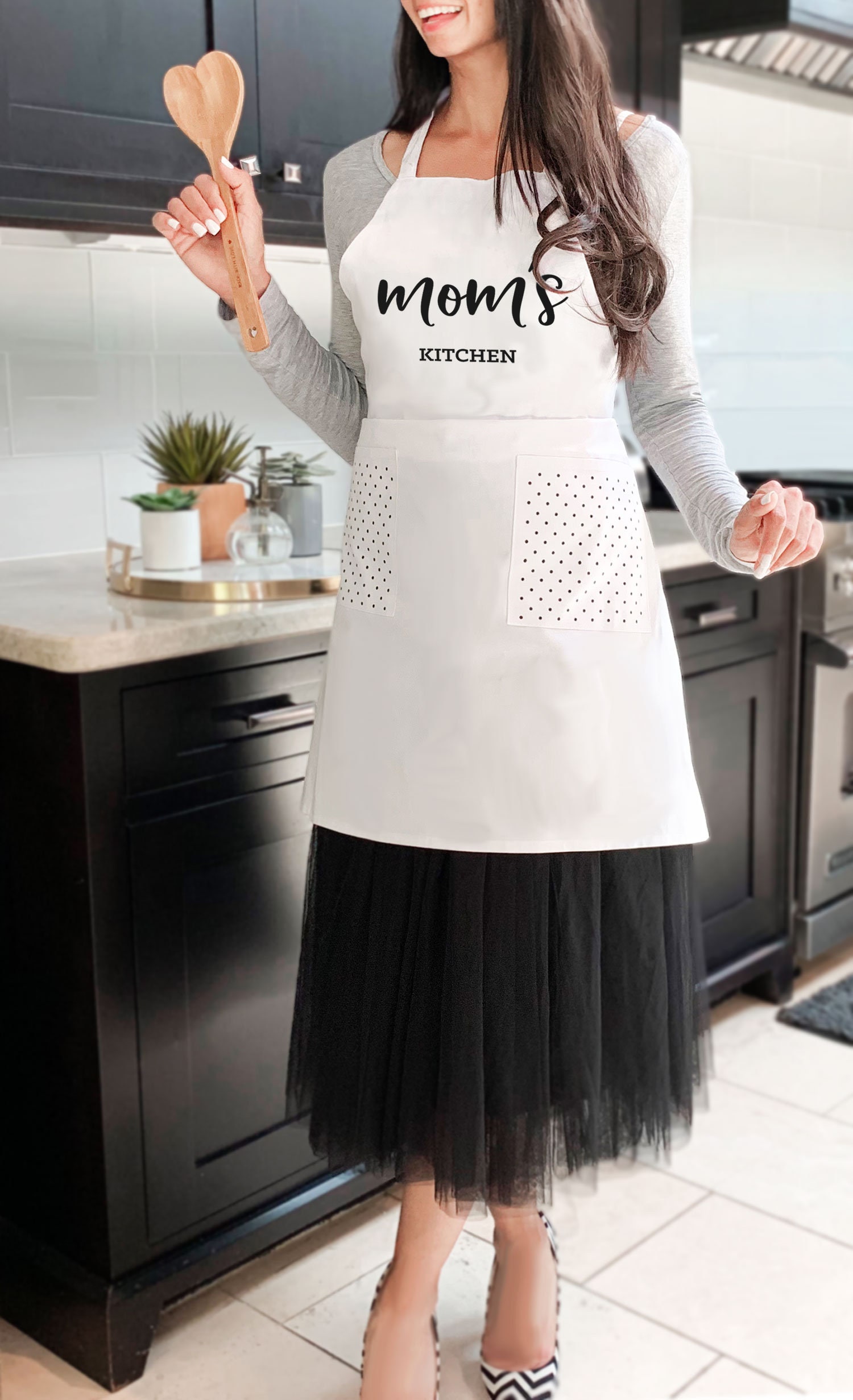 Mommy and Me Cocoa Floral and Stripe Personalized Apron – Rem and Em