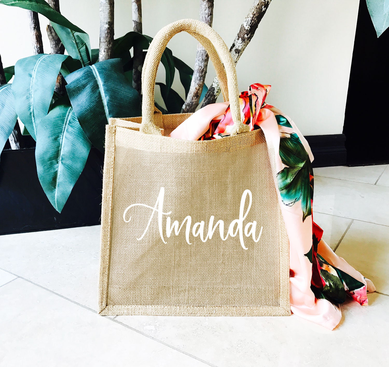 Personalized Burlap Bags Customized Burlap Bridesmaid Bag Etsy