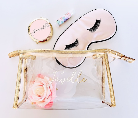 Bridesmaid Make up Bags Rose Gold Cosmetic Bag CLEAR 