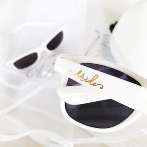 Bride Sunglasses - Bachelorette Sunglasses - White Bride Sunglasses - Bridal Shower Gift for Bride Bachelorette Party Gift  (EB3217BRD)