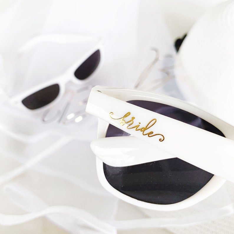 Bride Sunglasses Bachelorette Sunglasses White Bride Sunglasses Bridal Shower Gift for Bride Bachelorette Party Gift EB3217BRD image 1