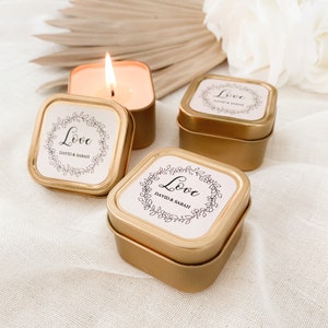 Gold Wedding Favors Custom Candle Wedding Favors Personalized Wedding Favors Bulk Candle Favors for Wedding Guests EB3211GDN 12 pcs image 2
