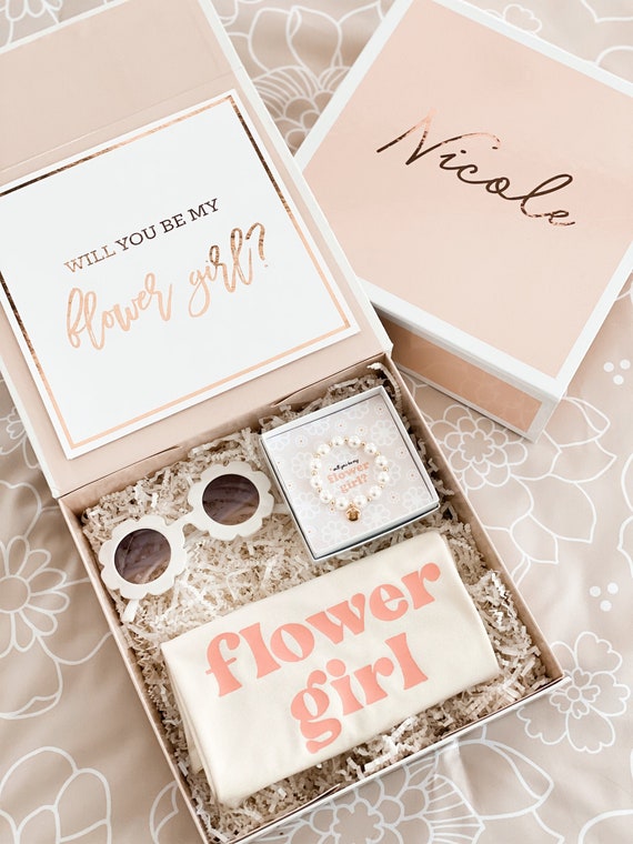 PINK Flower Girl Box Gifts Personalized Pink Flower Girl Etsy