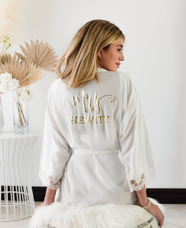 Bride Robe Personalized Bride Robe Cotton Mrs Robe Mrs Gifts Bridal Shower Gift for Bride Getting Ready Robe EB3184MRS image 3
