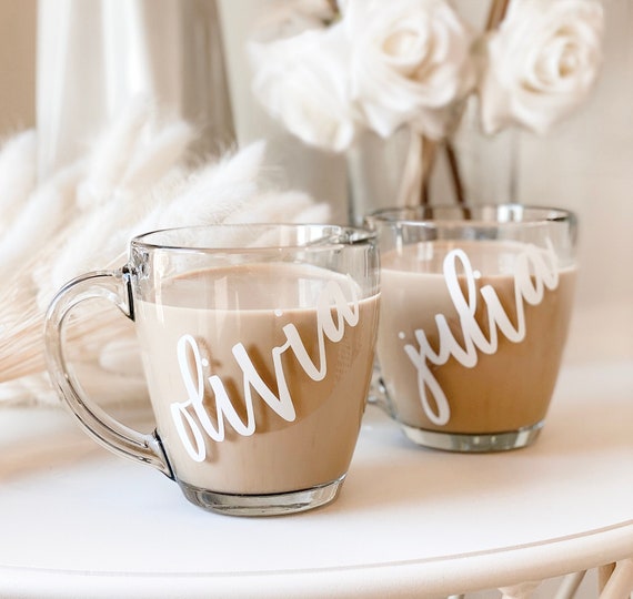 Initial Mug Initial Coffee Mug Monogram Coffee Mug Personalized Coffee Mug  Coffee Cup Bridal Party Bridesmaid Coffee Mugs (EB3289P) GLASS