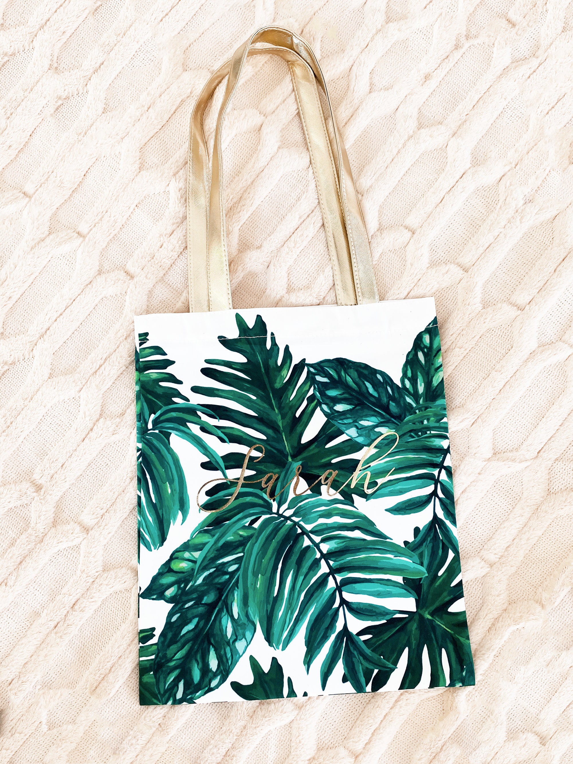 Palm Leaf Tote Bags Personalized Tote Bag Tropical Tote Bag Etsy