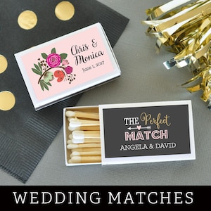 Wedding Matches - Personalized Matches - Match Box Wedding Matchbox Wedding Favors Matches - A Perfect Match (EB3101MP) - set of 50