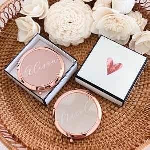 Pretty Bridesmaid Gifts Unique Bridal Shower Favors Mirror Compacts Gold Bridesmaid Mirrors Personalized Gifts for Women EB3166AD image 4