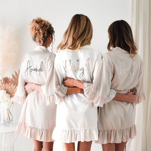 Ruffled Bridesmaid Robes for Bridal Party Personalized Robes with Names Satin Bride & Bridesmaid Getting Ready Robes Custom EB3377P image 5