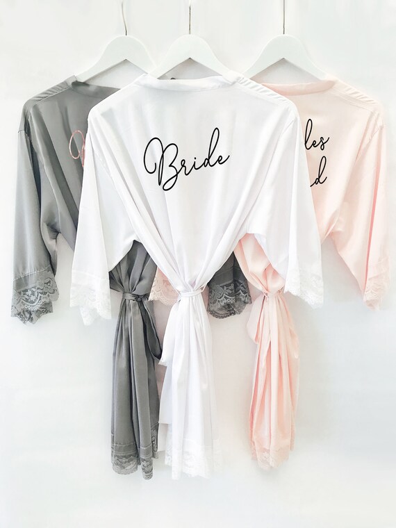 bride robe satin lace
