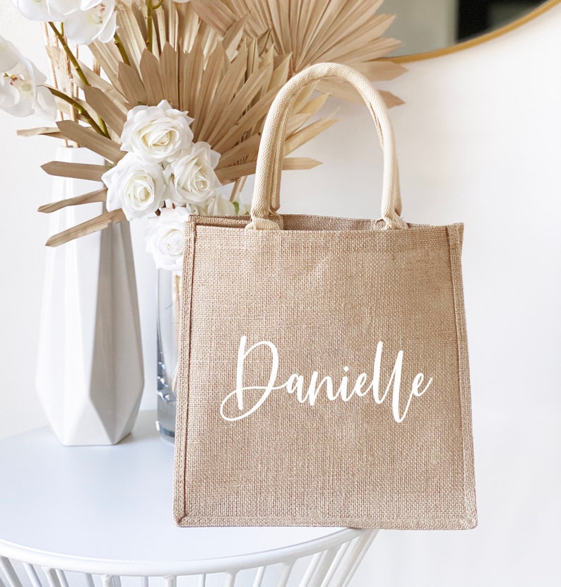 Bridesmaid Tote Bags Personalized Burlap Totes Bridesmaid Proposal Bags Tote Bag With Name Matching Bridesmaid Totes EB3259P image 8