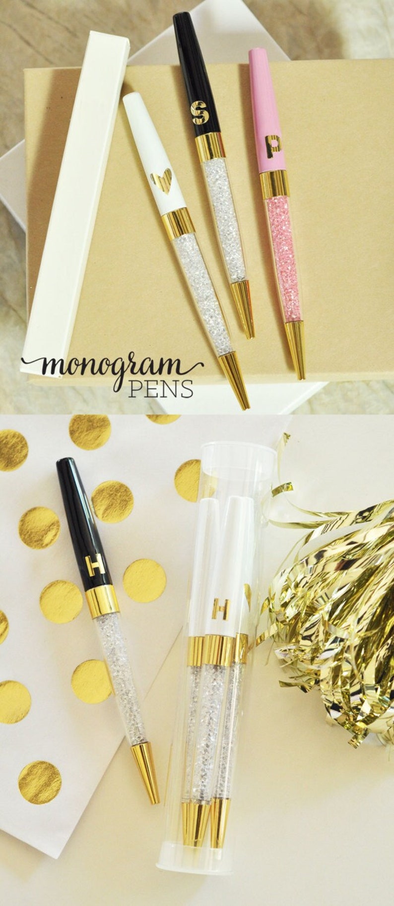 Gold Desk Accessories Gold Pen Personalized Pens Custom Pens Monogram Pens Gold Office Gifts Boss Gifts Supplies EB3138 set of 3 PENS image 2