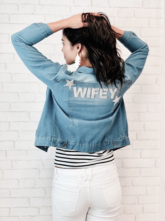 WIFEY Jacket Wedding Jean Jacket Bride Jacket MRS Wedding Denim Jacket