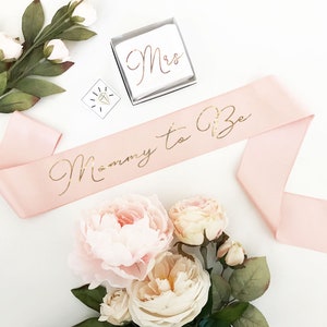 Mommy to Be Sash Baby Shower Sash for Mom to Be Sash Baby Shower Gift White , Mint or Pink Boy or Girl Custom Sash EB3172CT image 3