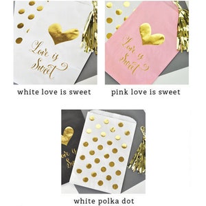 White & Gold Wedding Favor Bags Gold Polka Dot Candy Buffet Bags Gold Foil Printed Favor Bags for Candy Buffet EB3038 set of 12 bags image 8