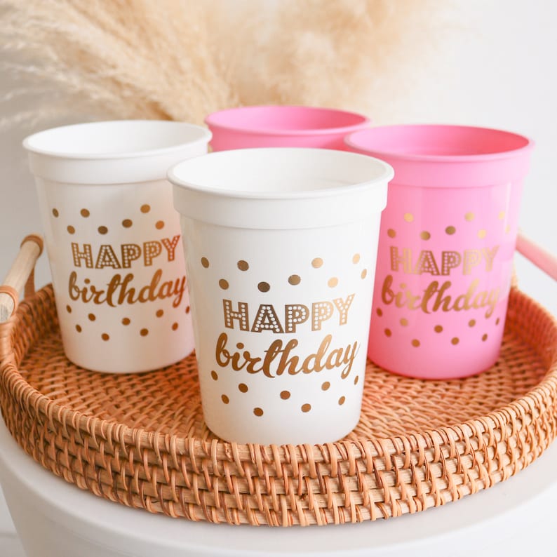 Happy Birthday Cups Birthday Party Decorations Birthday Cups Etsy