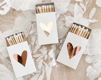 Wedding Matches Heart Matches Cute Matches Silver Gold Rose Gold Match Boxes Bridesmaid Matches Wedding Matchsticks  (EB3309HRT) - set of 6