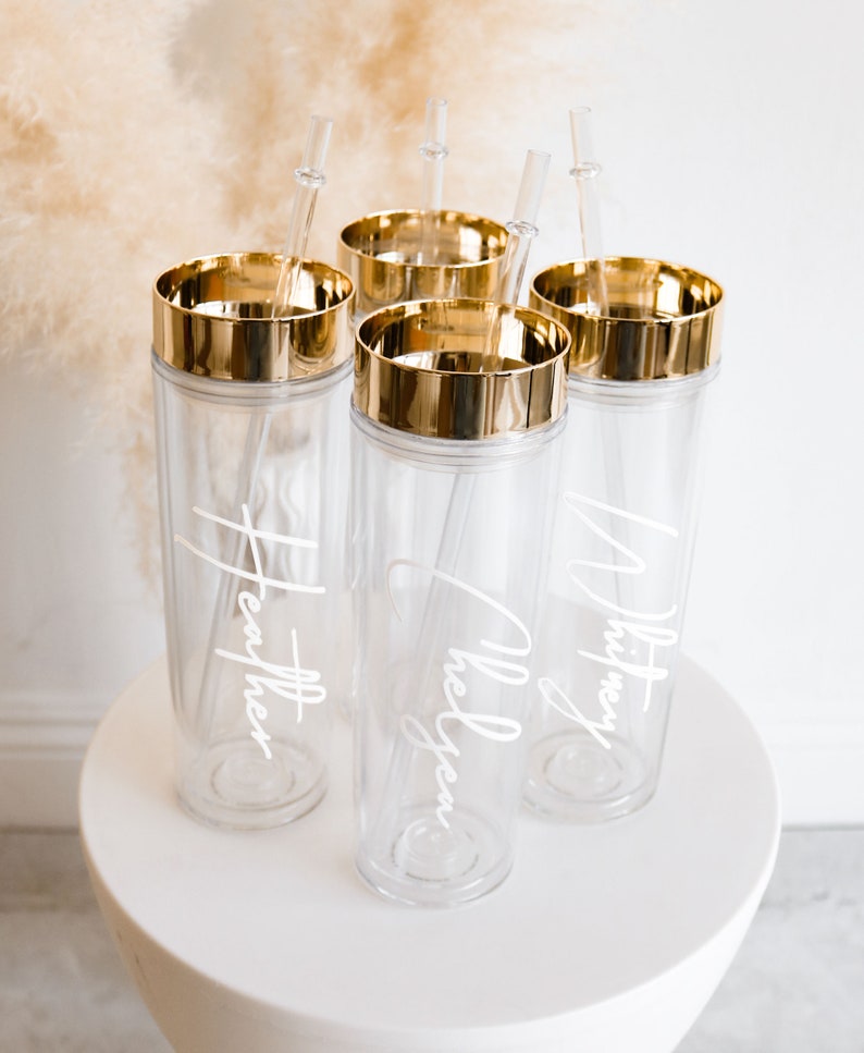 Rose Gold Tumbler with Straw Personalized Bridesmaid Tumblers Set choose ANY qty Personalized Bachelorette Gifts EB3113ANS image 4