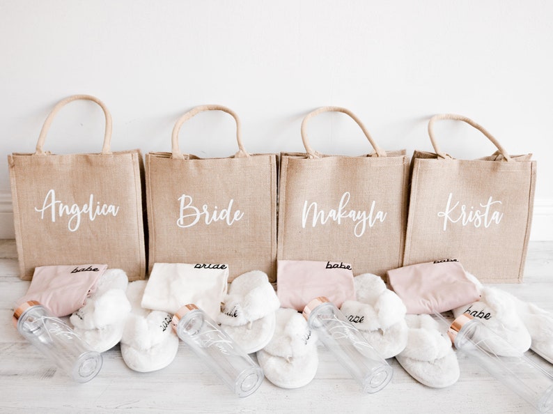 Bridesmaid Tote Bags Personalized Burlap Totes Bridesmaid Proposal Bags Tote Bag With Name Matching Bridesmaid Totes EB3259P image 9