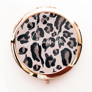 Bachelorette Party Favors -  Leopard Bachelorette Party Gifts - Bridesmaid Gifts - Mirror Favors - Personalized Gifts for Women (EB3166LPD)
