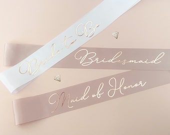 Bridesmaid Sash Set YOU CHOOSE QTY - Maid of Honor Sash Bridal Party Sash Bachelorette Sash (EB3172BRD)