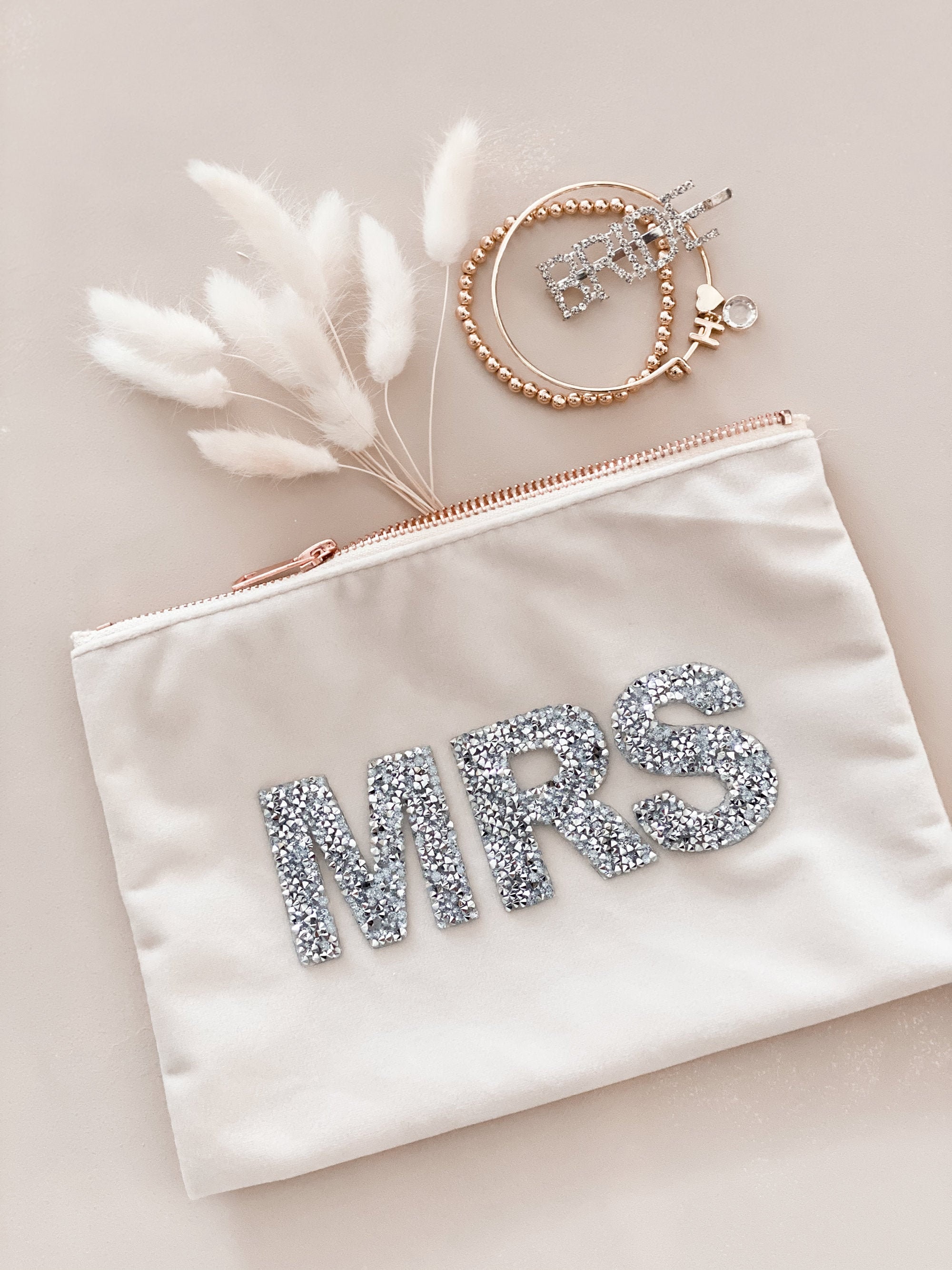 Mrs Make up Bag Velvet Honeymoon Bride Gift Bag Cosmetic Bag Etsy