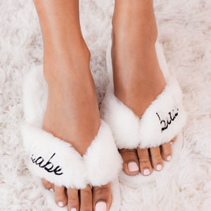 Bride Slippers Bridesmaid Slippers Babe Bachelorette Party Slippers Cute Bridesmaid Gifts Bride Gift Ideas Wedding Getting Ready EB3394WD image 7