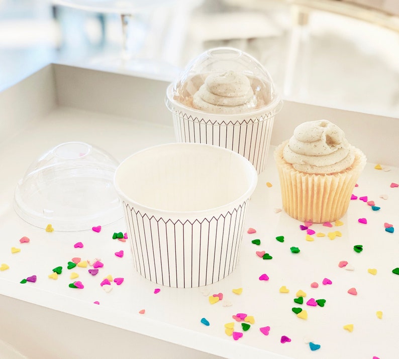 Paper Ice Cream Cups Cupcake Paper Cups With Dome Lids Etsy