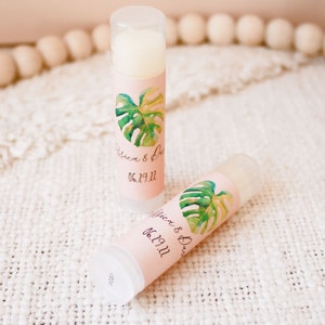 Beach Wedding Favors Tropical Bridal Shower Favors Tropical Bachelorette Party Favors Personalized Lip Balm Tubes EB3031TPB set of 16 image 4