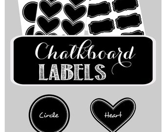 Heart Chalkboard Vinyl Label Sticker Decals 4h x 4w ea. Quantity 6