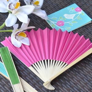 Paper Fan Hand Fan Wedding Fans Paper Hand Fan Paper Wedding Fan Beach Fan Favors Beach Wedding Ideas Hand held Fans EB2121 set of 24 image 4