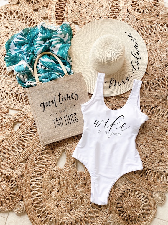 Wife Of The Party Swimsuit Bride To Be Swimsuit One Piece Etsy