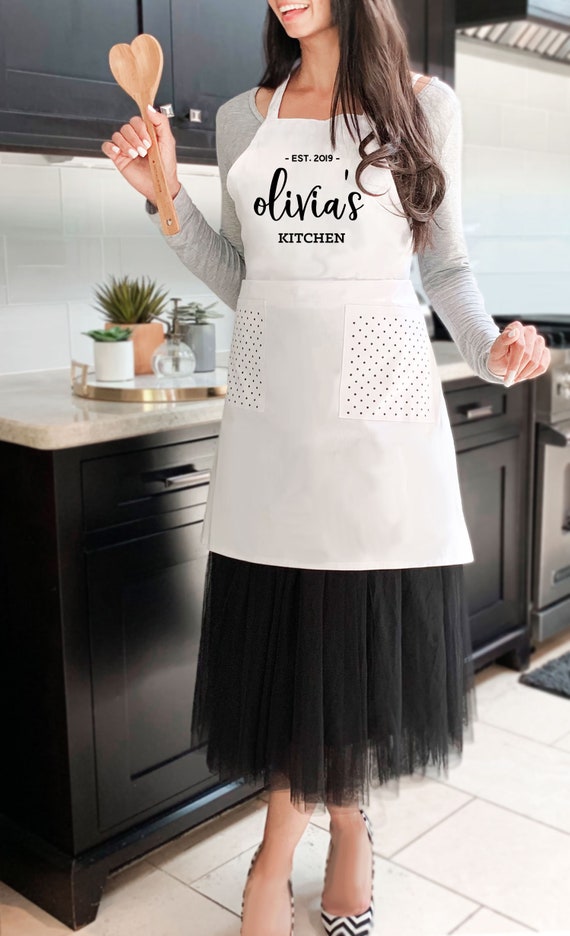 Personalized Apron, Custom Aprons for Women, Gift for Chef, Hostess Gift,  Cooking Apron With Pocket, Aprons Gifts for Mom, Kitchen Gifts 