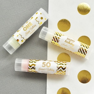 50th Birthday Party Favors Lip Balm Favors - Unique Birthday Favors Lip Balm Containers - 50th Birthday Party Ideas (EB3031FY) - 16| pcs