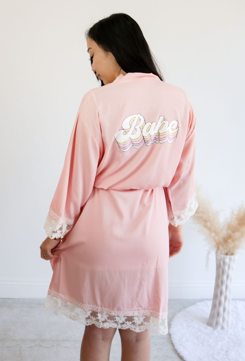 Bridesmaid Robes Lace Bride & Babe Robes Wedding Getting Ready Robes Cotton Bridesmaid Robes Retro Bride Robe EB3184RTR image 6