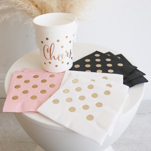 Gold Foil Napkins Polka Dot Napkins Gold Paper Napkins Bridal Shower Napkins Birthday Napkins EB3099DOT set of 25 napkins image 2