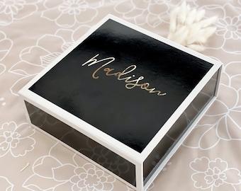 Bridesmaid Gift Box Personalized Bridesmaid Box Bride Gift Box Wedding Gift Box Black Box Custom Box (EB3193SCP) PERSONALIZED EMPTY BOX